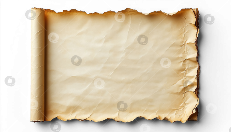 Скачать Размотанная бумага из рулона с неровными краями состаренная прозрачная PNG фотосток Ozero