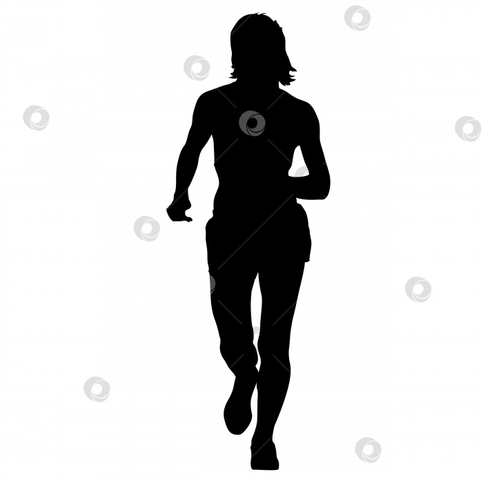 Скачать Силуэты. Бегуны в спринте, женщины. векторная иллюстрация фотосток Ozero