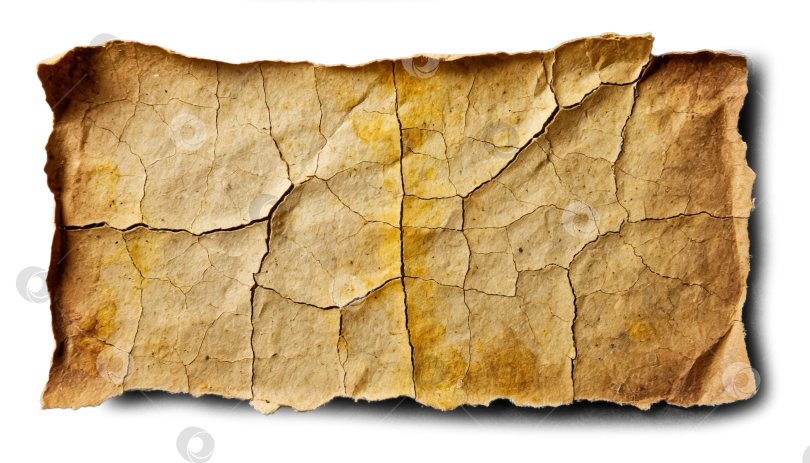 Скачать Старая сморщенная потрескавшаяся бумага, выделенная на прозрачном фоне фотосток Ozero