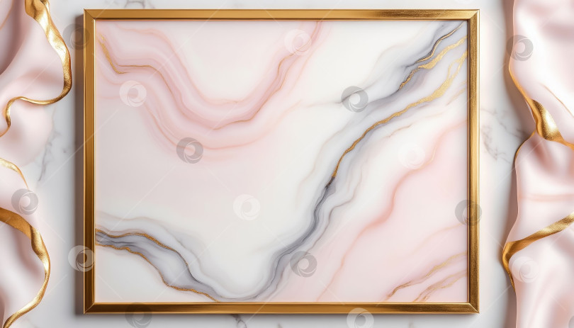 Скачать Текстура бело розового мрамора с элегантным фоном в золотой рамке фотосток Ozero
