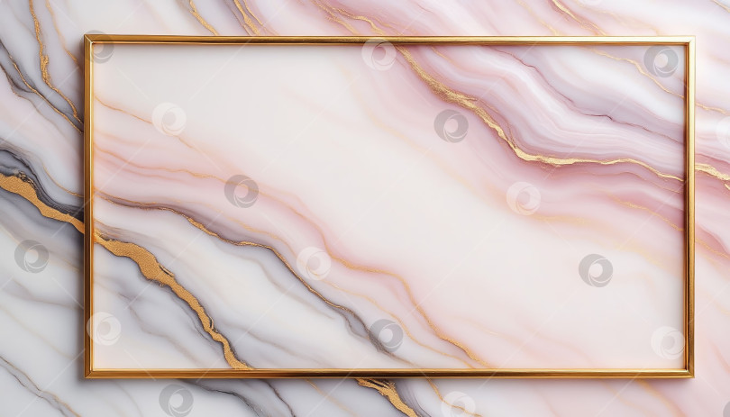 Скачать Текстура бело розового мрамора с элегантным фоном в золотой рамке фотосток Ozero