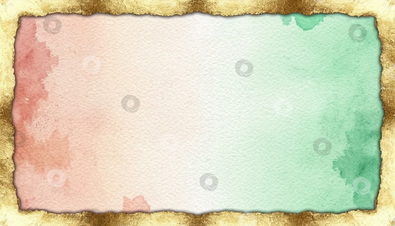 Скачать Мягкий пастельный акварельный фон с золотой рамкой для презентации фотосток Ozero