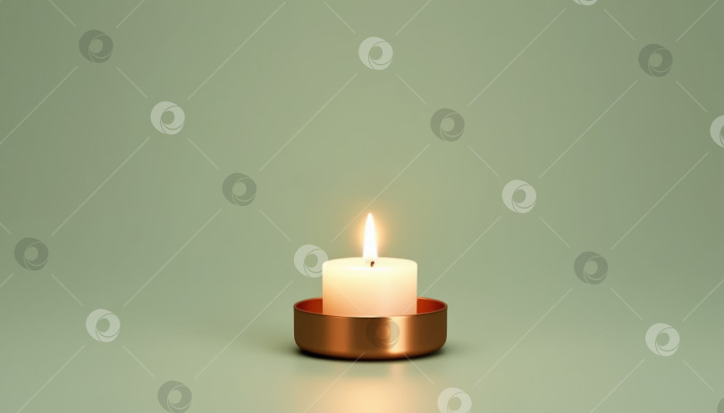 Скачать Одинокая свеча на бледно-зеленом фоне фотосток Ozero