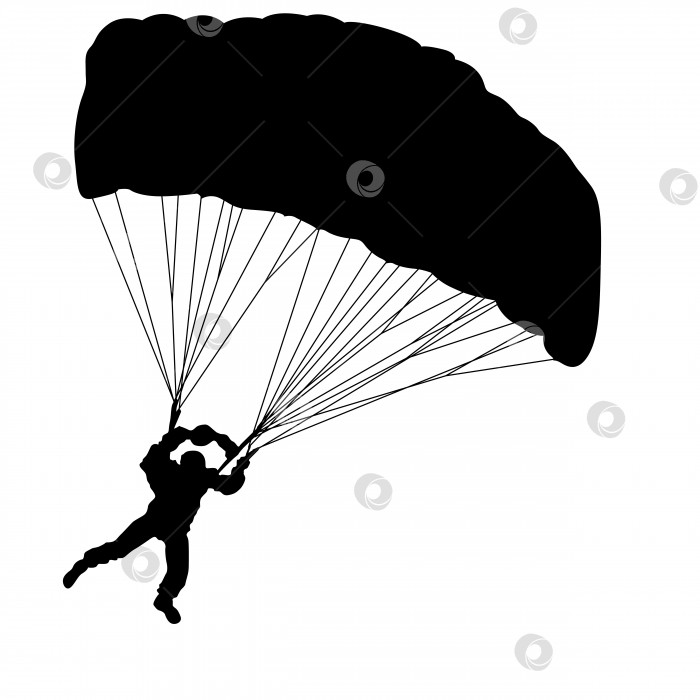 Скачать Парашютист, силуэты, прыгающие с парашютом векторная иллюстрация. фотосток Ozero
