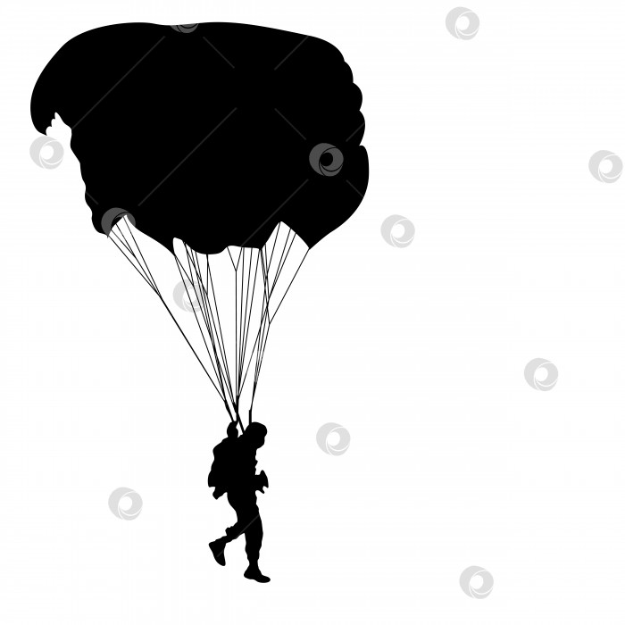 Скачать Парашютист, силуэты, прыгающие с парашютом векторная иллюстрация. фотосток Ozero