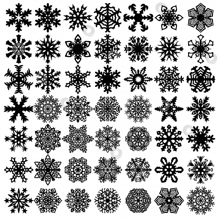 Скачать Установить иконки снежинок на белом фоне, векторная иллюстрация фотосток Ozero