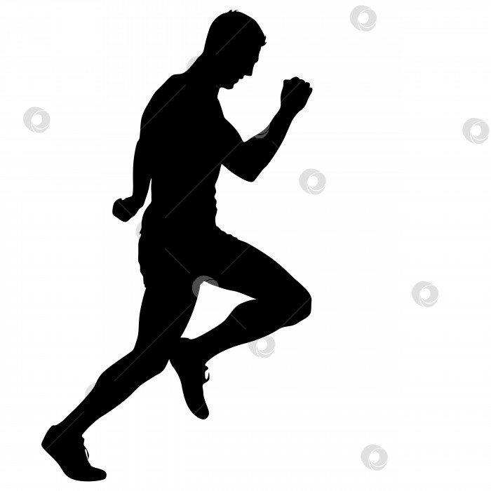 Скачать Черные силуэты бегунов-спринтеров на белом фоне фотосток Ozero