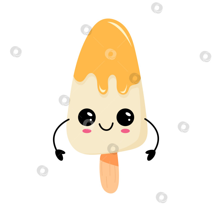 Скачать Кавайный персонаж из эскимо с улыбающимся личиком и веселым выражением лица, идеально подходящий для забавного дизайна фотосток Ozero