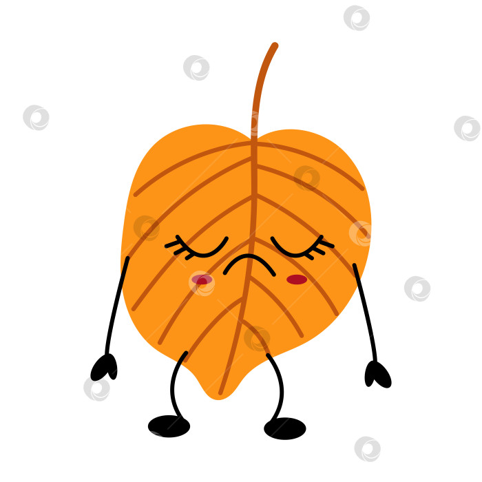 Скачать Кавайный персонаж в виде осеннего листа с выразительными чертами лица и игривым дизайном на сезонную тематику фотосток Ozero