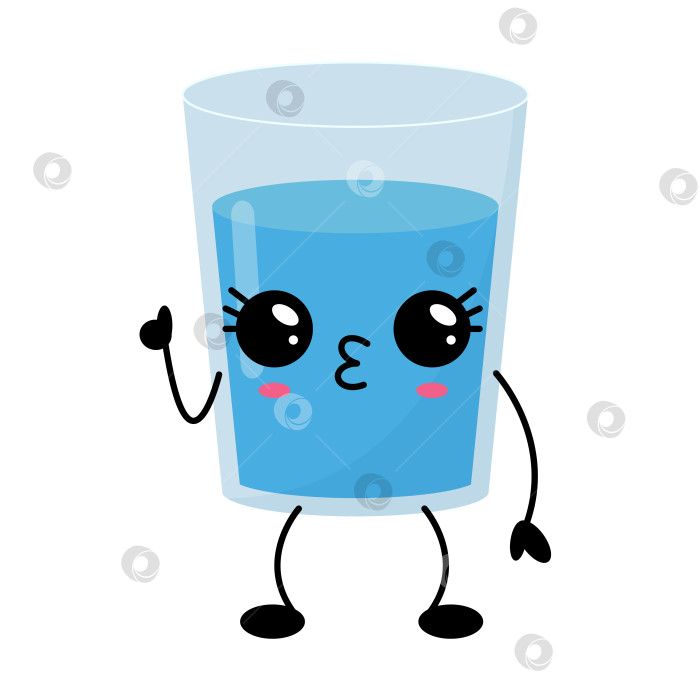 Скачать Кавайный стакан для воды с милыми чертами лица и игривым выражением, идеально подходящий для веселого дизайна фотосток Ozero