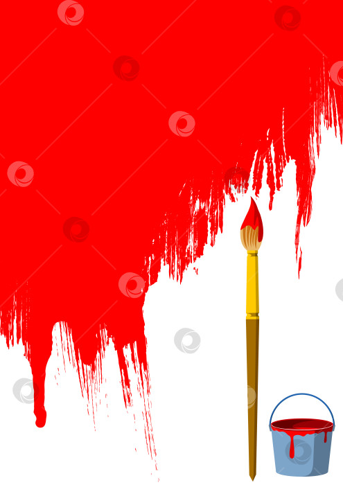 Скачать Кисть, ведро и окрашенная стена фотосток Ozero