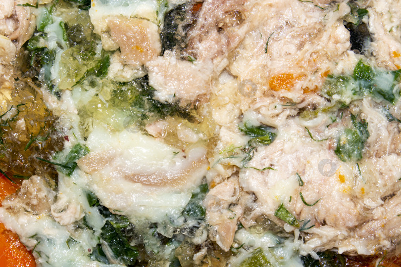 Скачать Русское домашнее мясное желе.Сытное холодное желе.Мясное заливное.Мясная основа в желе.Мясная закуска в виде желе. фотосток Ozero