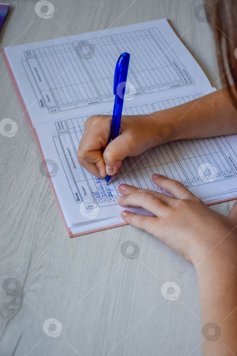 Скачать Ребенок заполняет дневник фотосток Ozero