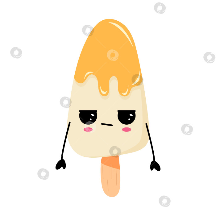 Скачать Кавайный персонаж-эскимо с игривым выражением лица и яркими цветами, идеально подходящий для создания забавных дизайнов фотосток Ozero