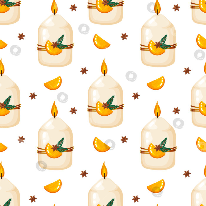 Скачать Бесшовный узор Рождественской свечи для ароматерапии фотосток Ozero