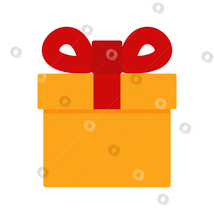 Скачать Ярко-желтая подарочная коробка с красной лентой, идеально подходящая для торжеств и особых случаев фотосток Ozero