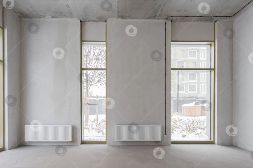 Скачать интерьер квартиры без отделки в серых тонах фотосток Ozero