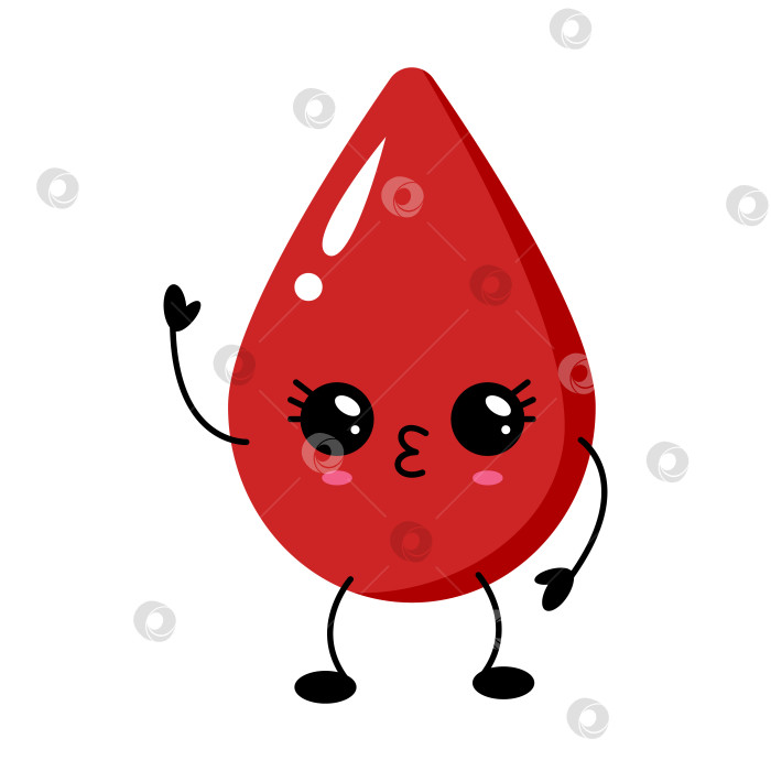 Скачать Милый персонаж в виде капли крови посылает воздушный поцелуй фотосток Ozero