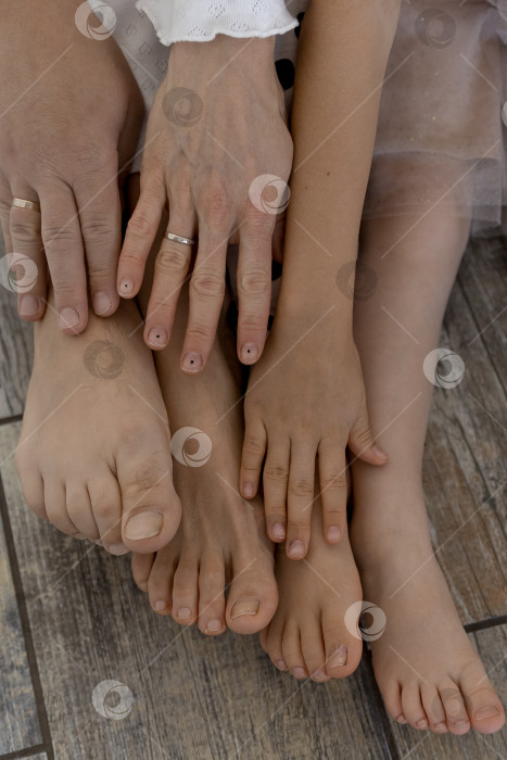 Скачать Крупный план семейных ног и рук фотосток Ozero