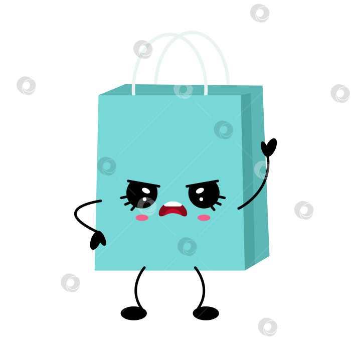 Скачать Улыбающийся персонаж кавайной сумки для покупок фотосток Ozero