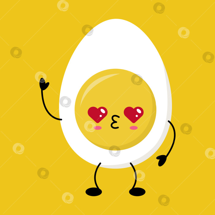 Скачать Улыбающийся кавайный персонаж из мультфильма "Яичница-глазунья" фотосток Ozero