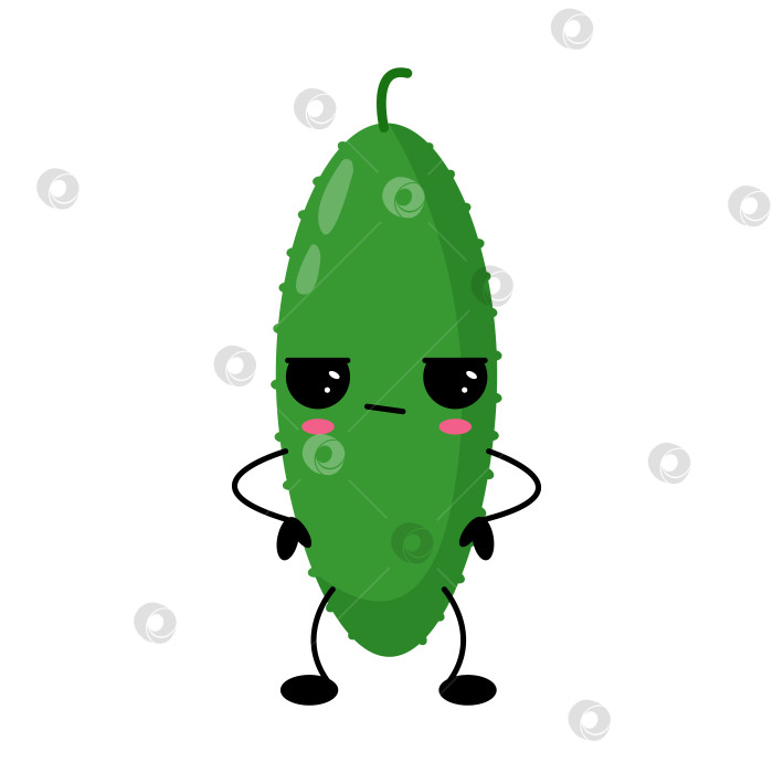 Скачать Милый кавайный огурец со счастливым лицом фотосток Ozero