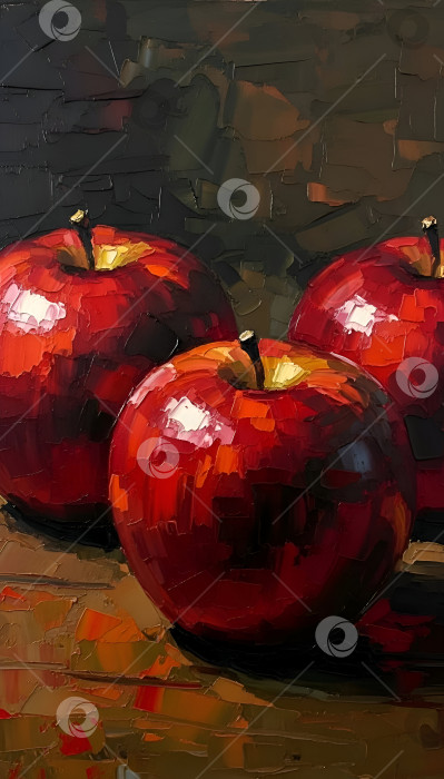 Скачать Красные яблоки. Масляная живопись, арт. фотосток Ozero