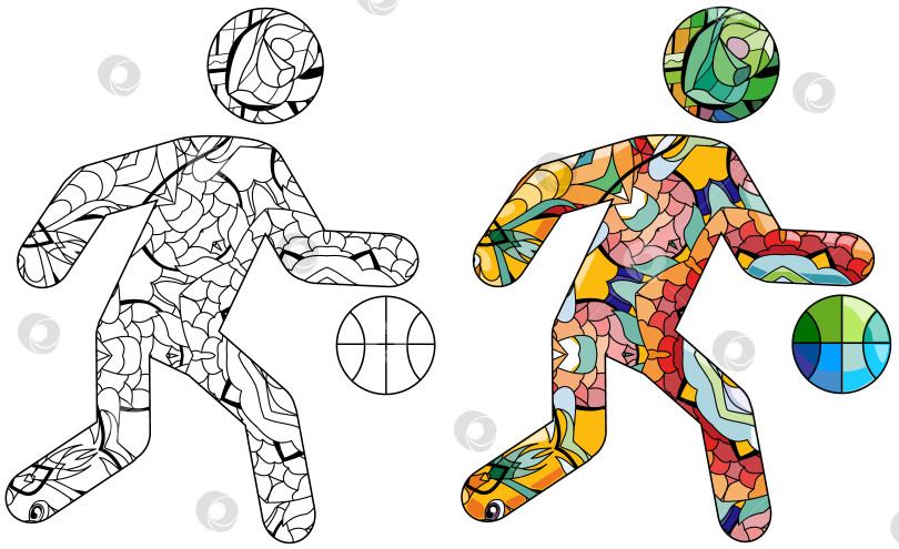 Скачать Декоративный значок баскетбола для раскрашивания. Олимпийский вид спорта фотосток Ozero