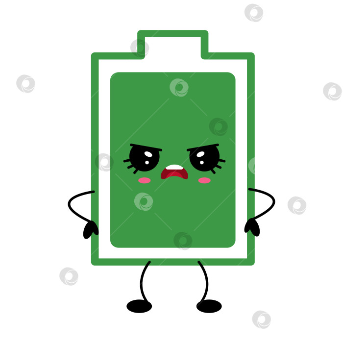 Скачать Сердитая иллюстрация кавайного персонажа с полной батареей фотосток Ozero