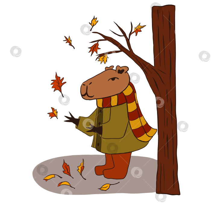 Скачать На рисунке изображена капибара в шарфе фотосток Ozero