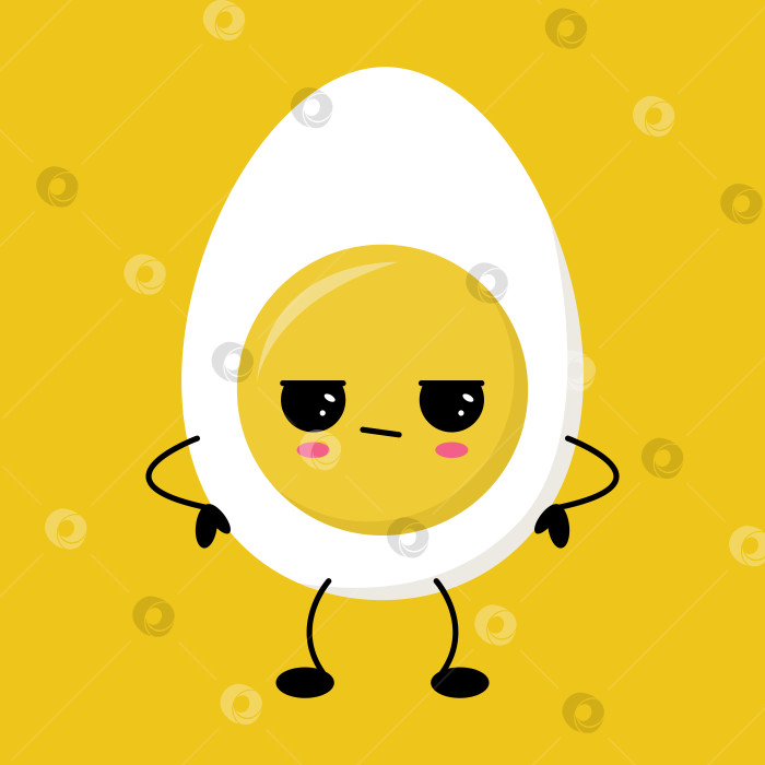 Скачать Симпатичный мультяшный персонаж-яйцо с выразительным личиком на ярко-желтом фоне фотосток Ozero