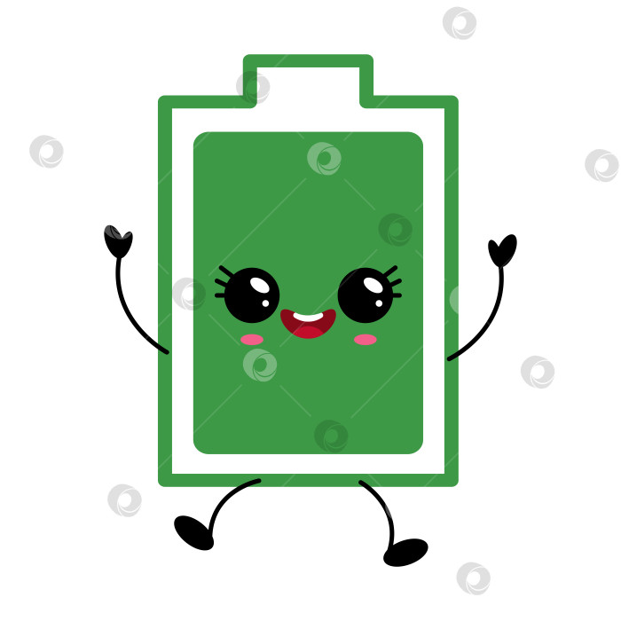 Скачать Счастливая иллюстрация кавайного персонажа с полной батареей фотосток Ozero