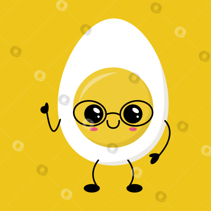 Скачать Симпатичный кавайный персонаж из яйца с иллюстрацией в очках фотосток Ozero