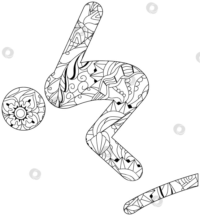 Скачать Значок для раскрашивания в стиле дайвинга. Олимпийский вид спорта. Абстрактный рисунок от руки. фотосток Ozero