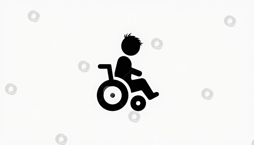 Скачать Простая Черная Пиктограмма Пользователя Инвалидной Коляски, Универсальный Дизайнерский Символ на Белом Фоне фотосток Ozero