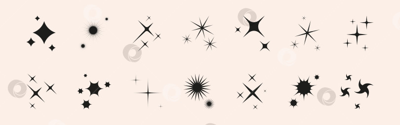 Скачать Набор иконок glitter star, sparkle sun. Абстрактные формы с эффектами взрыва, свечения и мигания для оформления праздничных вечеринок. Мерцающие графические элементы. Отдельные векторные иллюстрации. фотосток Ozero