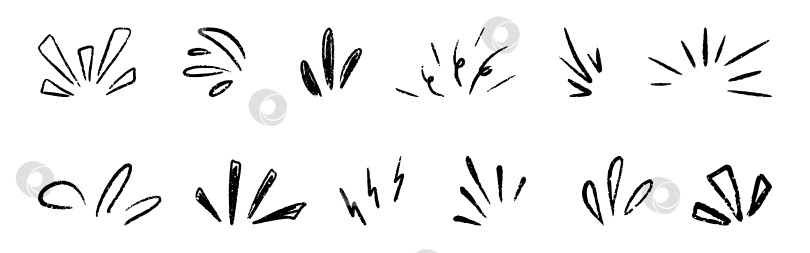 Скачать Комический взрыв мерцает. Манга-эффект нарисованных от руки каракулей с линиями и искрящимися лучами. Неожиданный элемент, выполненный мелком, выразительная звездная вспышка и меловая солнечная подсветка для создания акцента в дизайне. Векторная иллюстрация фотосток Ozero