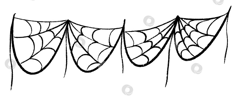 Скачать Гирлянда из паутины на Хэллоуин и жуткая паутинная цепочка для украшения вечеринки. Нарисованная от руки черная иллюстрация с простой веревкой. Фон осеннего праздника для празднования страшного фестиваля. Изолированный элемент векторного дизайна фотосток Ozero