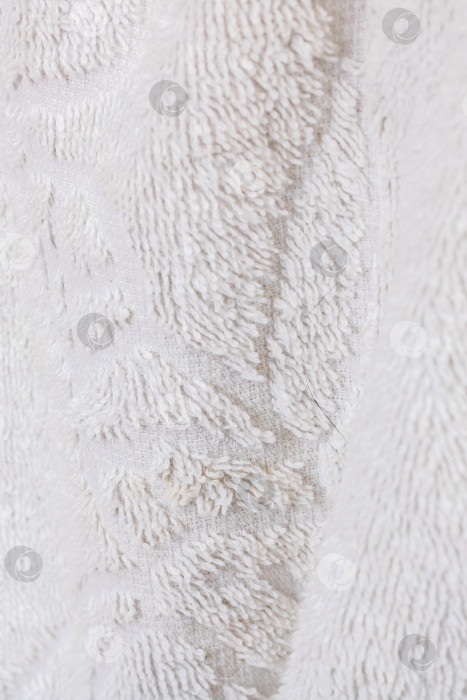 Скачать Крупным планом Текстура белого махрового полотенца с мягкими петлевидными волокнами на заднем плане фотосток Ozero