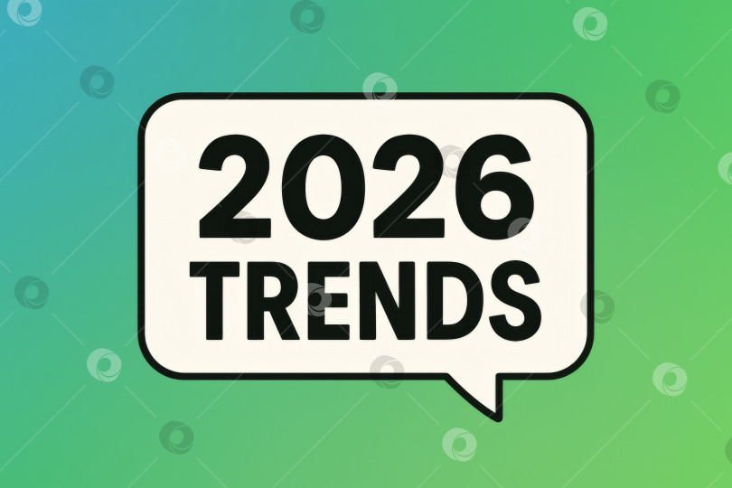 Скачать тенденции 2026 года в белом речевом пузыре на градиентном зеленом фоне фотосток Ozero