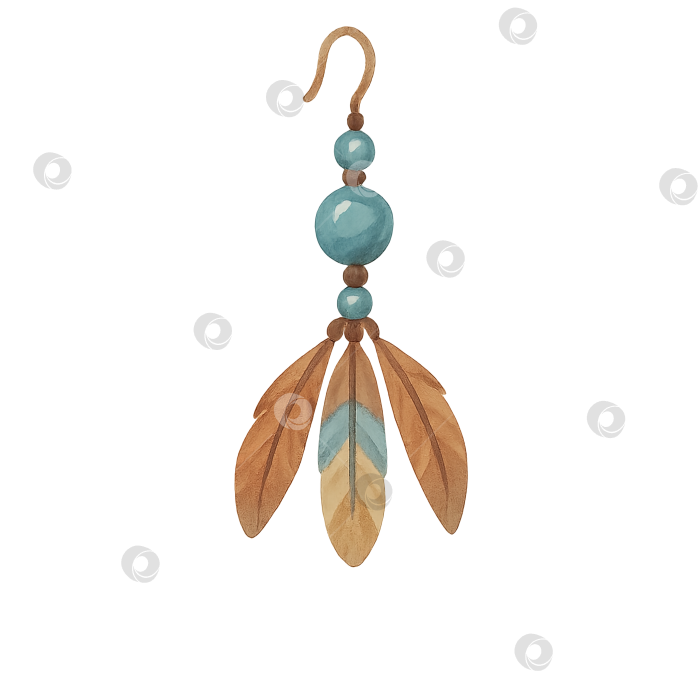 Скачать Традиционная иллюстрация серьги из перьев в честь Дня коренных народов, изолированная и прозрачная фотосток Ozero