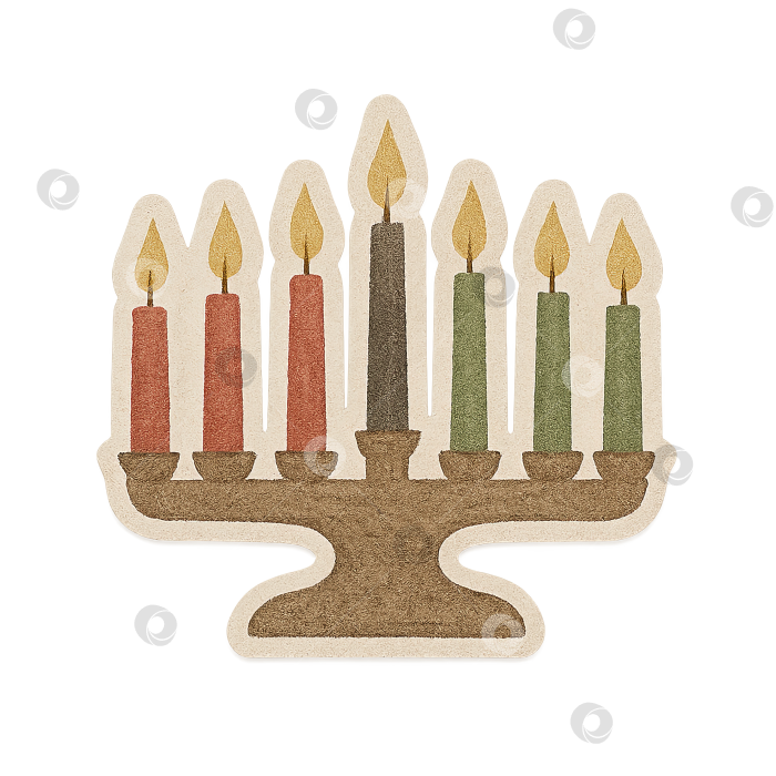 Скачать Кванза кинара с семью зажженными свечами, выделенная на прозрачном фоне фотосток Ozero