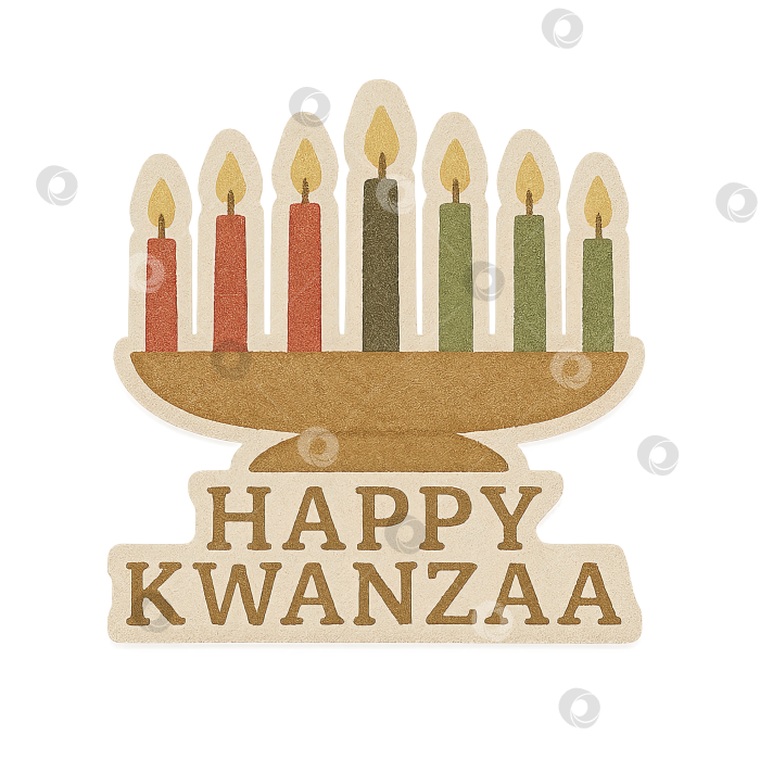 Скачать Празднование в Кванзе со свечами кинара и поздравительным посланием от Кванзы, на заднем плане. Изолированный на прозрачном фоне фотосток Ozero