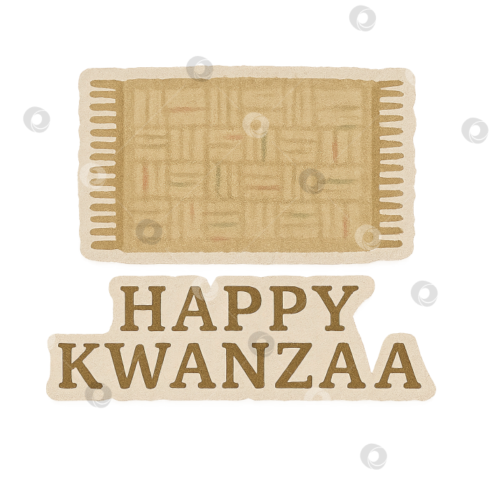 Скачать Надпись "Счастливая Кванза" с тканым ковриком, выделенным на прозрачном фоне фотосток Ozero