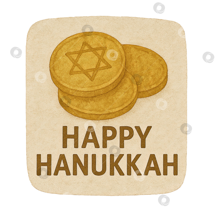Скачать Ханукальные монеты с изображением Звезды Давида на текстурированном фоне. Выделенные на прозрачном фоне фотосток Ozero