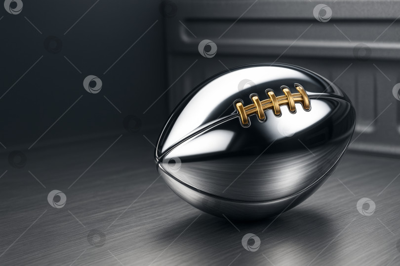 Скачать Металлический мяч в стиле американского футбола с прострочкой на гладкой металлической поверхности фотосток Ozero
