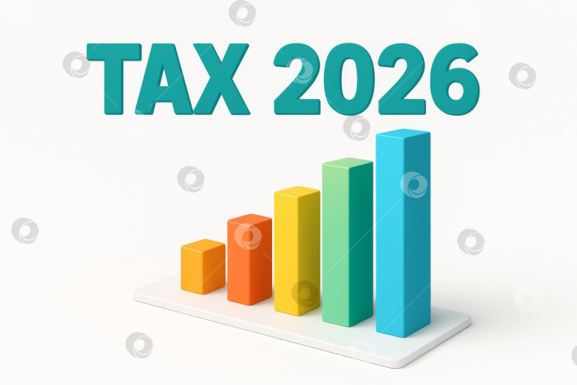 Скачать Налоговая диаграмма 2026 года в виде разноцветных столбиков на белом фоне, концепция финансов фотосток Ozero