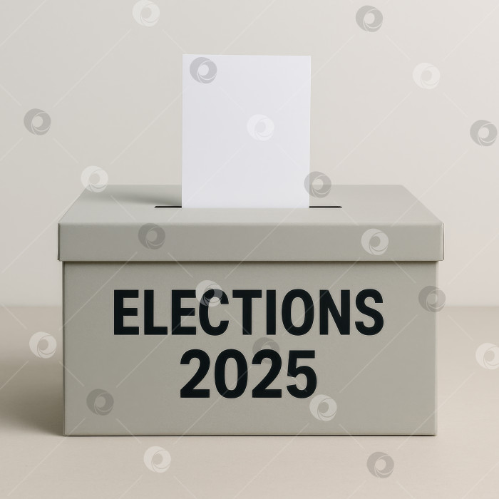 Скачать Урна для голосования с надписью "выборы 2025", концепция голосования в США фотосток Ozero