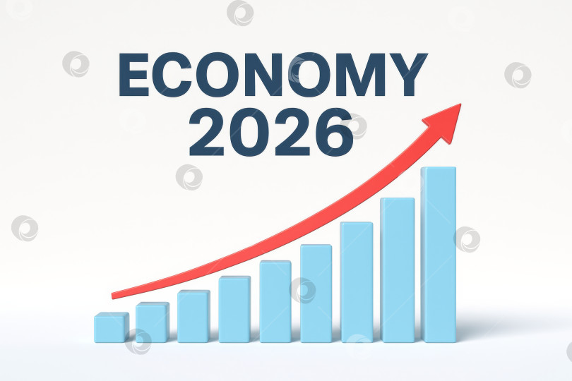Скачать Концепция экономики 2026 с восходящим графическим трендом и стрелкой, указывающей на рост фотосток Ozero
