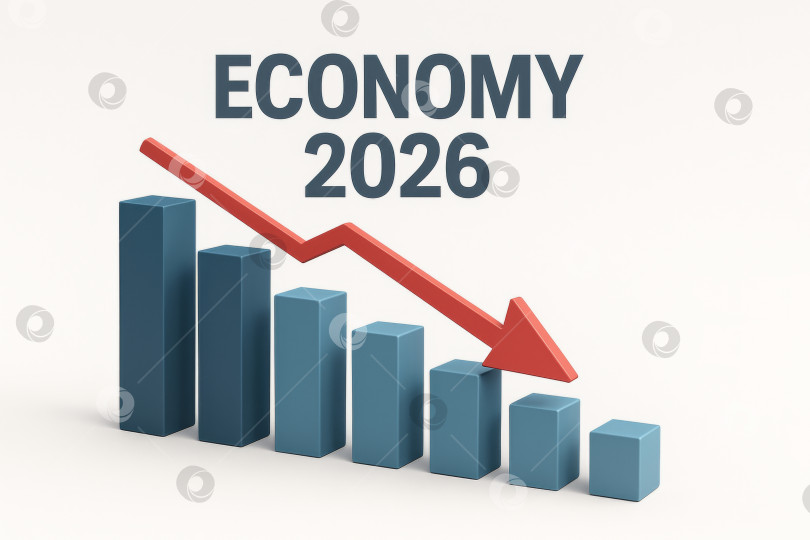 Скачать Концепция экономического спада, показывающая нисходящую гистограмму с красной стрелкой на заднем плане фотосток Ozero